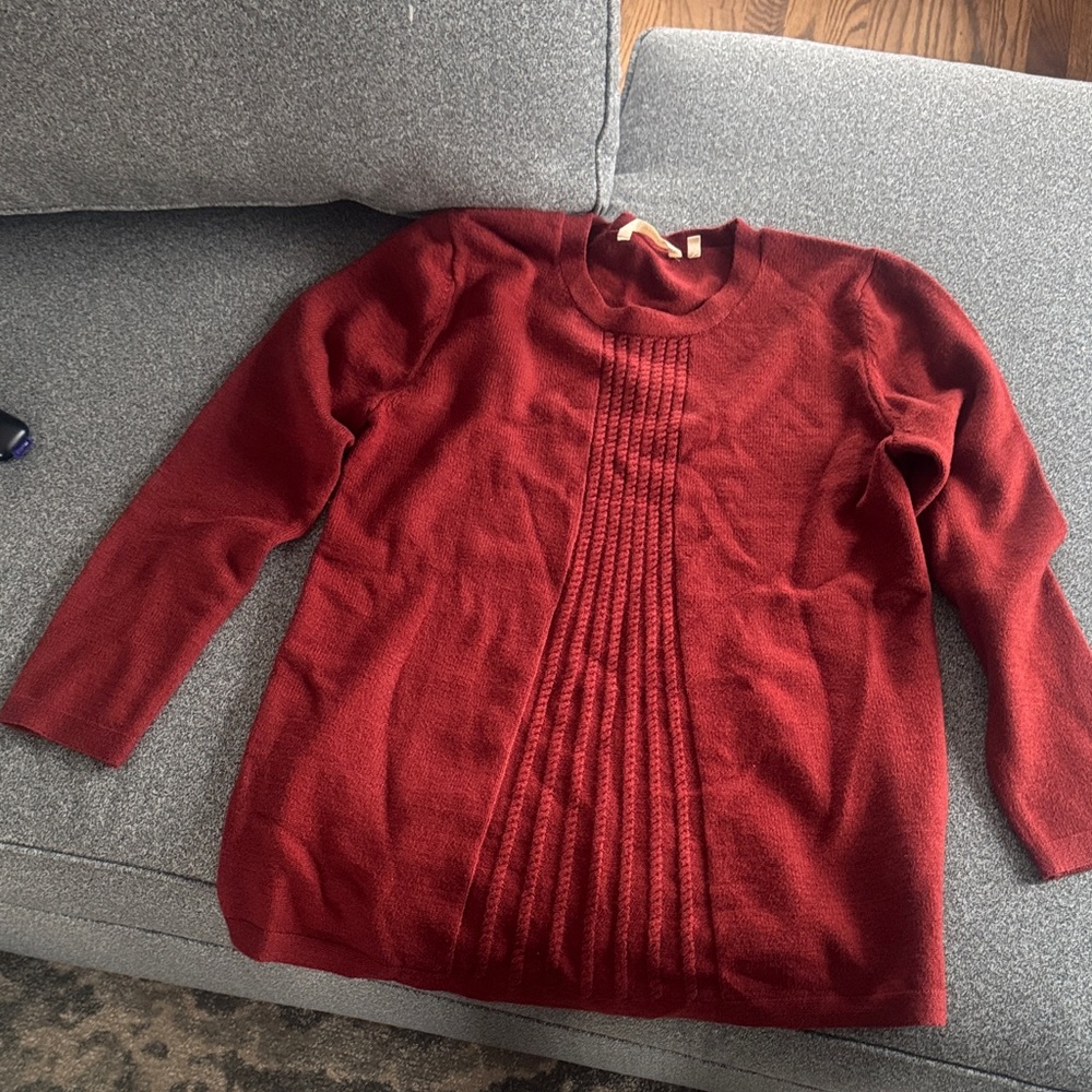 Soft Surroundings Rich Red Crew Neck Sweater